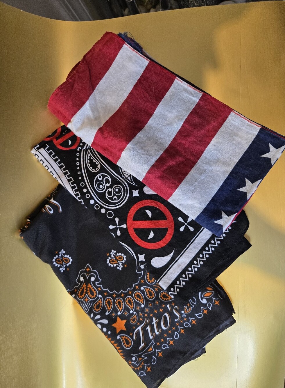 Lot of 3 Bandanas Tito's Vodka NWOT Marvel Deadpool American Flag Vintage USA